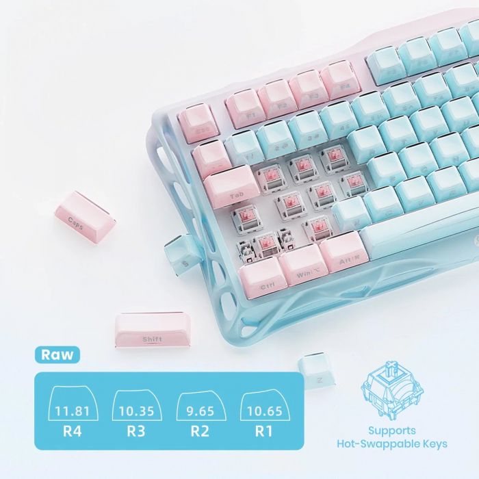 Клавіатура механічна GravaStar Mercury K1 Lite 80keys, GravaStar x BSUN Grey, BT/WL/USB, Aurora Mist