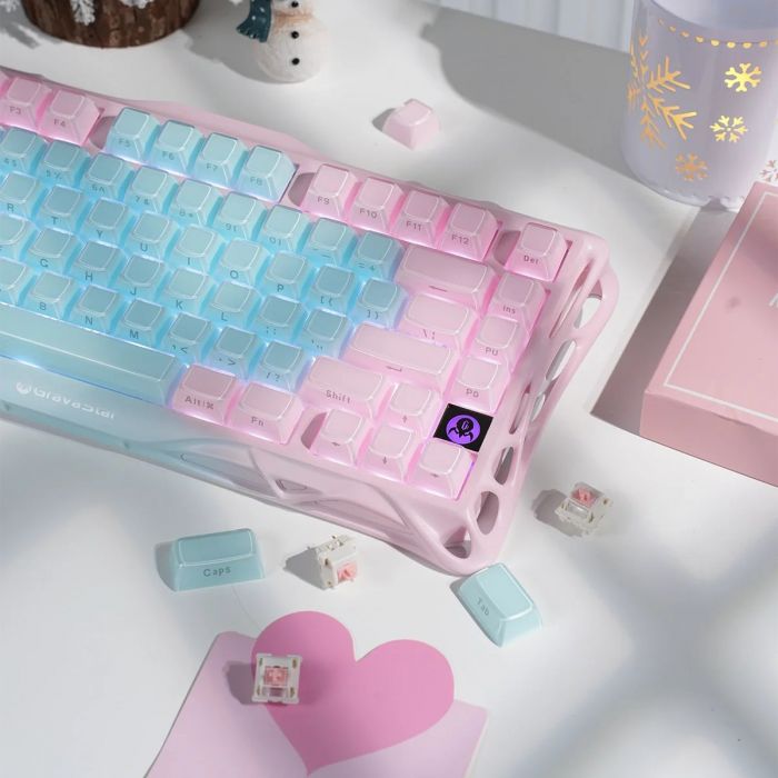 Клавіатура механічна GravaStar Mercury K1 Lite 80keys, GravaStar x BSUN Grey, BT/WL/USB, Aurora Mist
