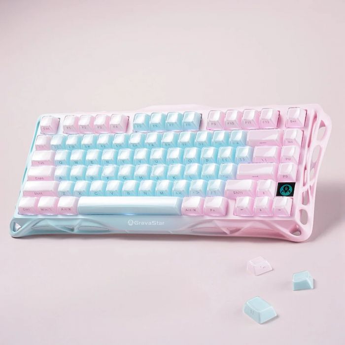 Клавіатура механічна GravaStar Mercury K1 Lite 80keys, GravaStar x BSUN Grey, BT/WL/USB, Aurora Mist