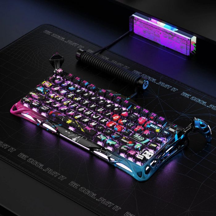 Клавіатура магнітна GravaStar Mercury V75 Pro 80keys, Magnetic Jade Gaming, 8K, USB-A, RGB, Neon Graffiti