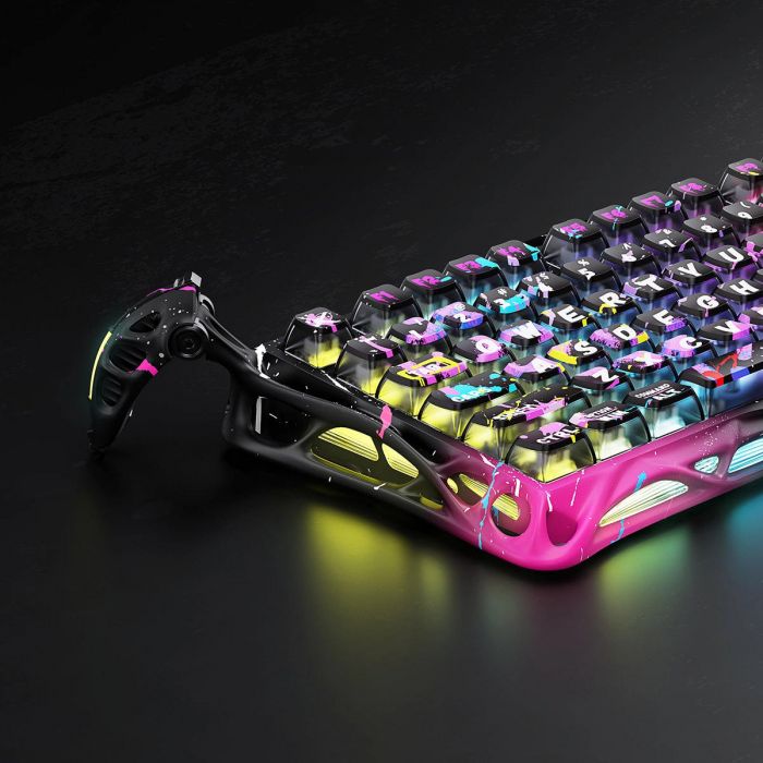 Клавіатура магнітна GravaStar Mercury V75 Pro 80keys, Magnetic Jade Gaming, 8K, USB-A, RGB, Neon Graffiti
