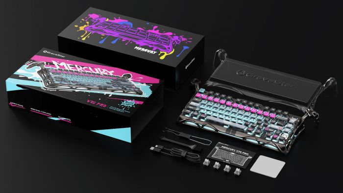 Клавіатура магнітна GravaStar Mercury V75 Pro 80keys, Magnetic Jade Gaming, 8K, USB-A, RGB, Cyberpunk