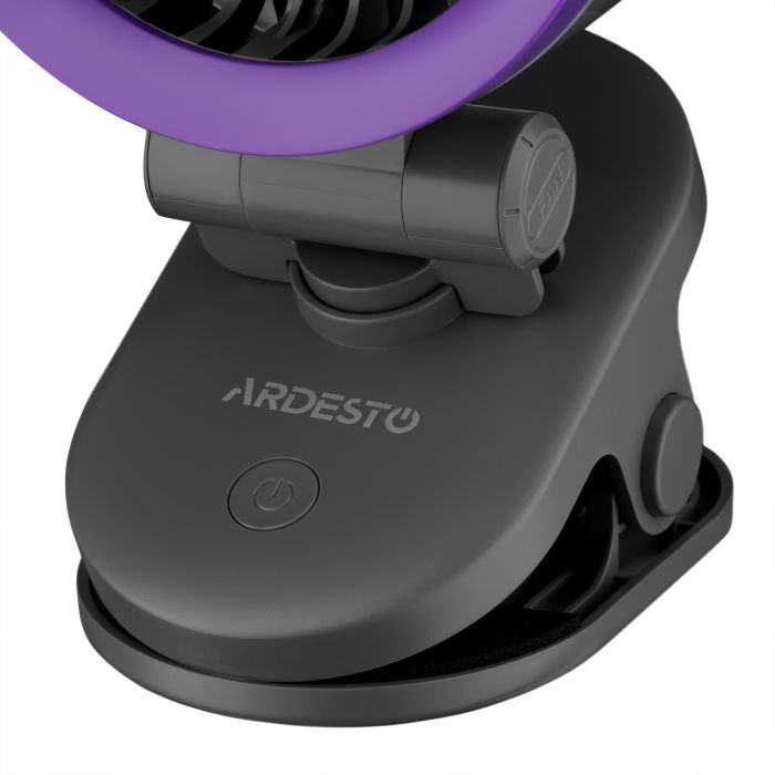 Вентилятор ARDESTO OneBreeze FT-M83GR настільний/настінний, прищіпка, 9см, дисплей, акумулятор, USB-A Type-C, сірий