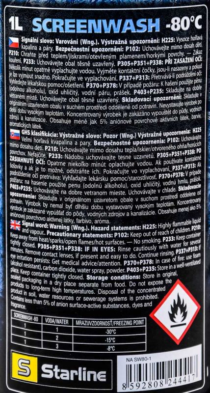 Омивач скла зимовий Starline концентрат -80°C 1л (NA SW80-1)