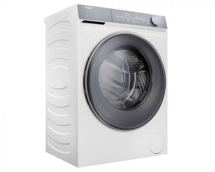 Пральна машина Haier фронтальна, 9кг, 1400, B, 45.2см, дисплей, пара, інвертор, люк сірий, прямий привід, білий