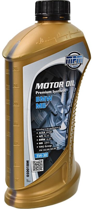 Олива моторна MPM Premium Synthetic BMW / MB 5W-30 1л (05001BM)