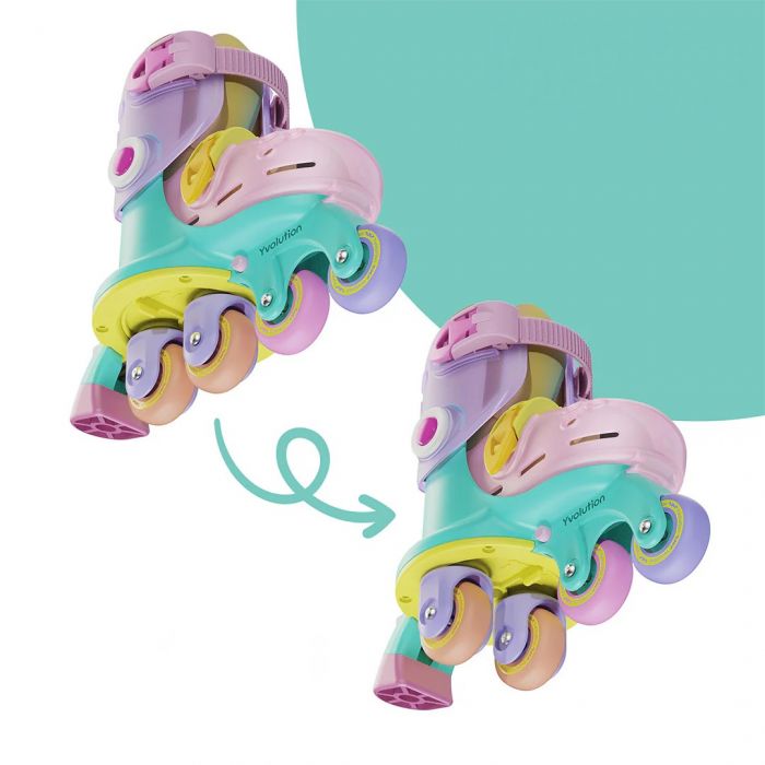 Роликові ковзани Yvolution Twista, розмір 30-34, веселка