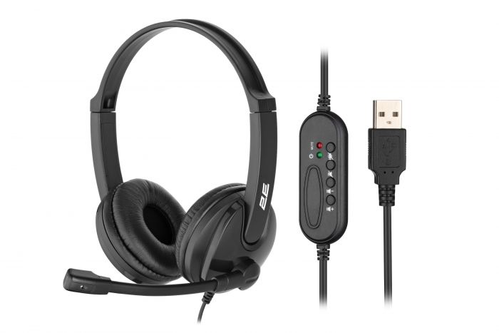 Гарнітура ПК стерео On-ear 2E CH12 USB, omni-mic, 2м, чорний