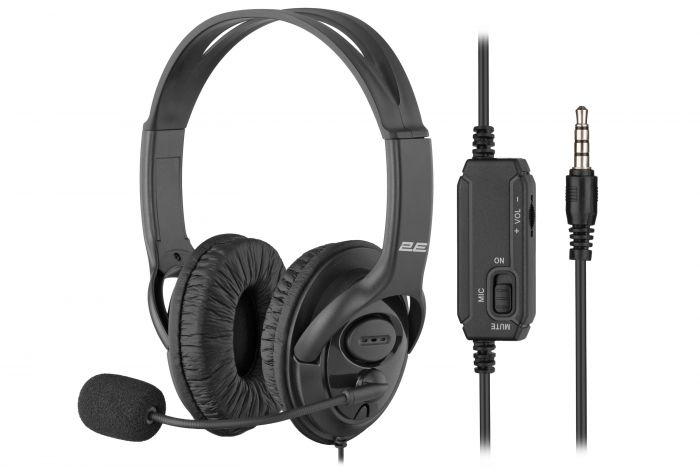 Гарнітура ПК стерео Over-ear 2E CH13 mini-jack, omni-mic, 1.2м, чорний