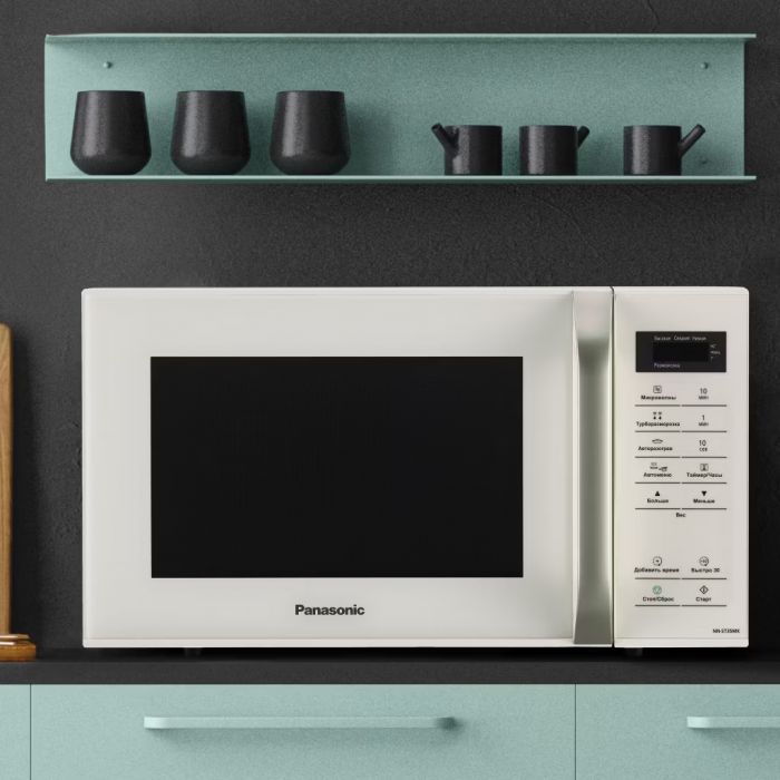 Мікрохвильова піч Panasonic, 25л, сенсор.керув., 800Вт, РК дисплей, молочний