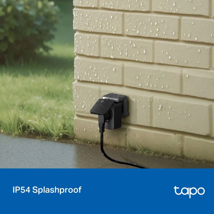 Розумна розетка компактна TP-LINK Tapo P410M N300 BT 16A, Зовнішня, IP54