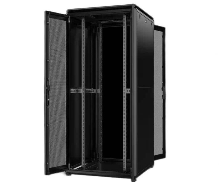 Шафа MIRSAN 19", 42U, GTN, перфоровані двері, 800x800 мм, максимально 1000 кг, чорна