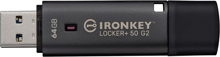 Накопичувач Kingston   64GB USB 3.2 Type-A Gen1 IronKey Locker+ 50 G2
