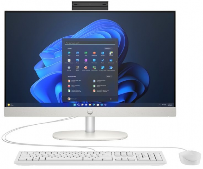 Комп'ютер персональний моноблок HP 240-G10 23.8" FHD IPS AG, Intel U7-155U, 16GB, F512GB, UMA, WiFi, кл+м, 2р, DOS, білий