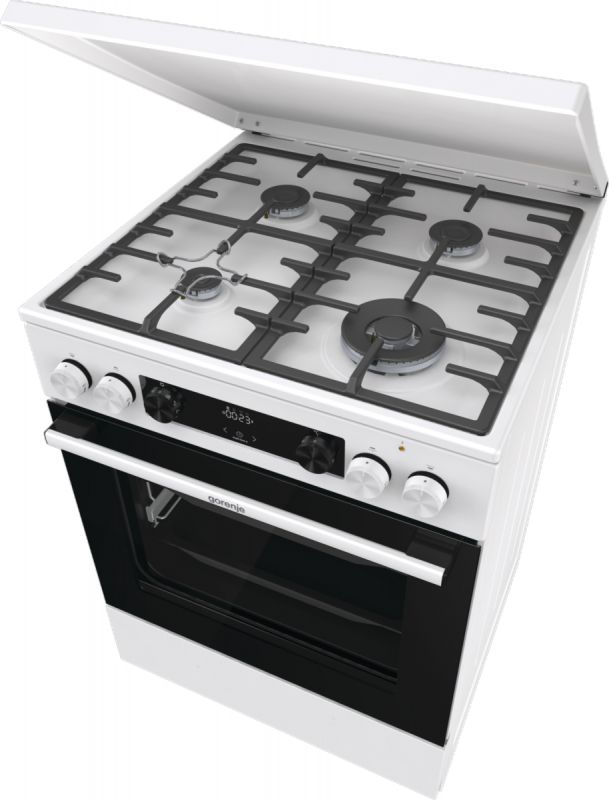 Плита Gorenje комбінована, 71л, 60x60см, дисплей, чавун,з кришкою, програматор IconLed, білий