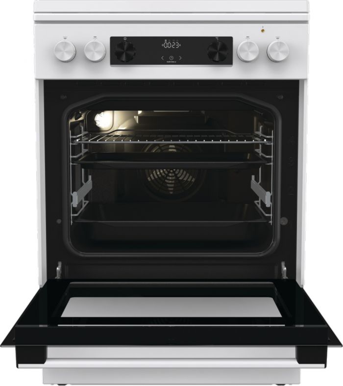 Плита Gorenje комбінована, 71л, 60x60см, дисплей, чавун,з кришкою, програматор IconLed, білий