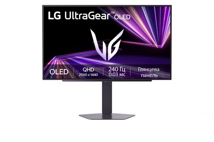 Монітор LG 27" 27GX704A-B 2xHDMI, DP, USB, OLED, 2560x1440, 240Hz, 0.03ms, DCI-P3 98.5%, G-SYNC, FreeSync, Pivot, HDR400