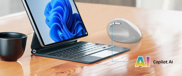 Миша Genius Ergo 8350S, Silent, AI, WL/BT, біло-сірий