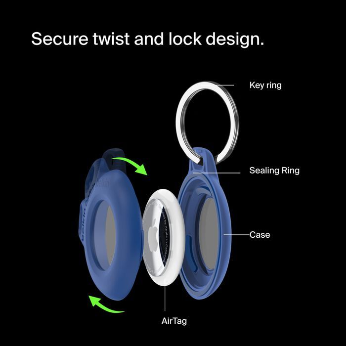 Тримач Belkin Waterproof Secure Holder with Key Ring AirTag, синій