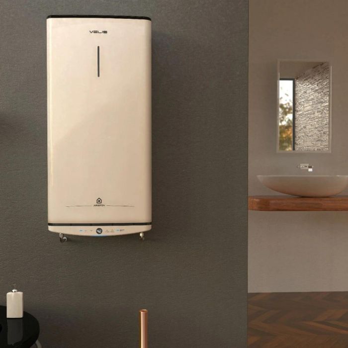 Водонагрівач електричний  Ariston VELIS PRO 50 EU плаский, слім, 50л, 2*1,5 кВт, емал. нагр. ел, ун. монтаж, ел. кер-ня, B, білий