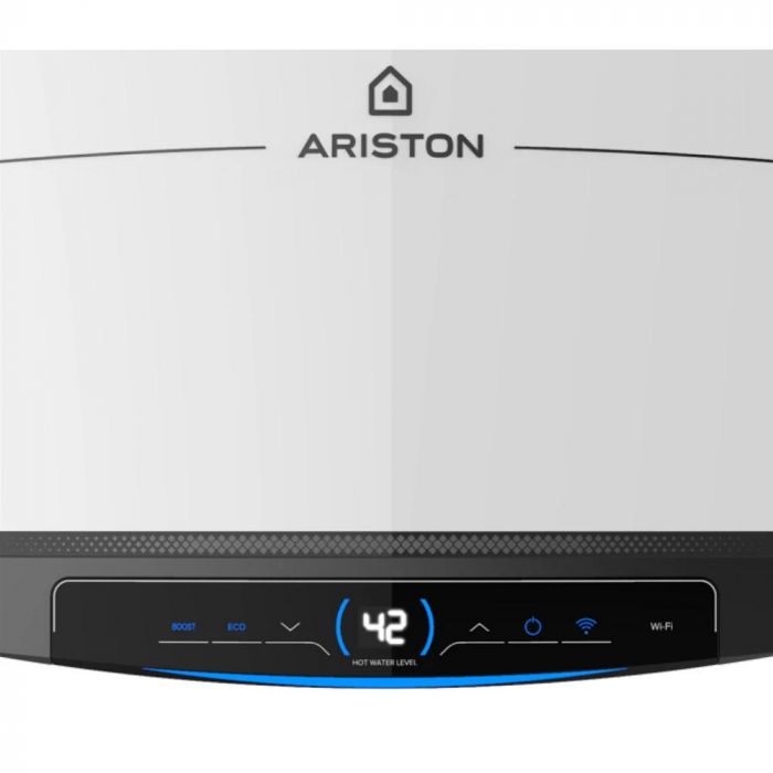 Водонагрівач електр. Ariston QUADRIS 150 WIFI FR EU прямокутний, 150л, 2,4кВт, сух. нагр. елемент, ел. кер-ня, B, Франція, білий