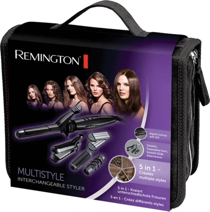 Мультистайлер Remington Multistyle, 25Вт, темп.режимів-5, 110-190С, 5 насадок, кейс, аксесуари, кераміка, тефлон , чорний