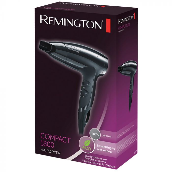 Фен Remington дорожній Compact, 1800Вт, 3 режими, еко режим , чорний
