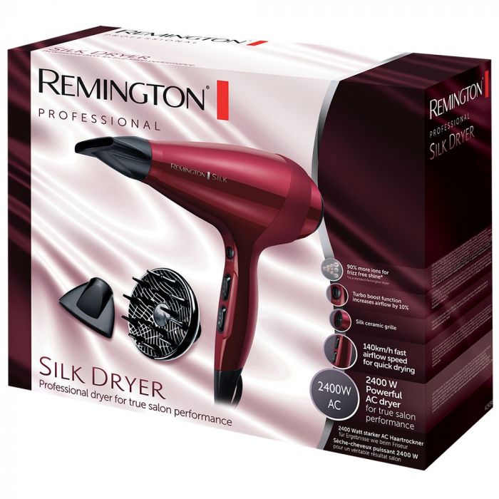Фен Remington Silk, 2400Вт, 3 режими, дифузор, іоніз-я, хол. обдув, червоний