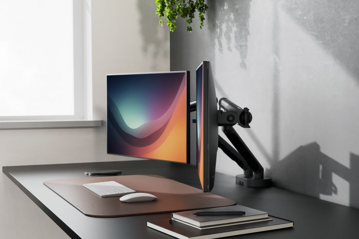 Кріплення DIGITUS Dual Monitor Clamp, 2 x до 35"/10кг, з нахилом, поворотом, чорне
