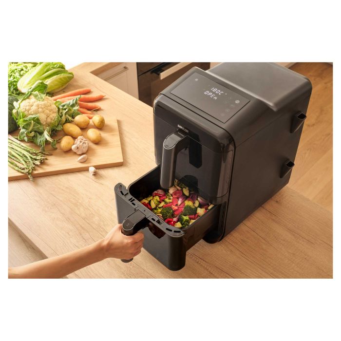 Мультипіч Sencor Dual Vita Fryer, 3000Вт, чаша-5.8+5.8л, сенсорне керув., 2 чаши, з віконцем, гриль, пластик, чорний