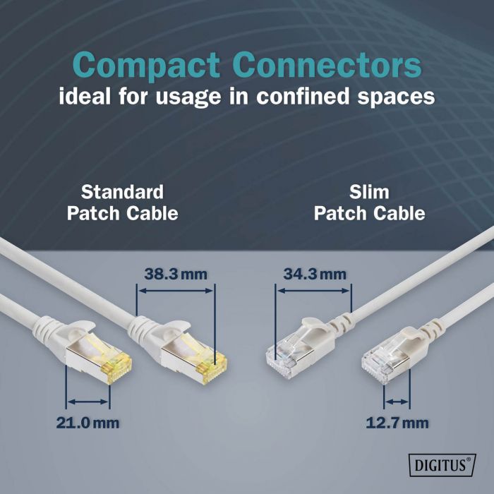 Патч-корд DIGITUS CAT 6a F-FTP Sliim, 0,3 м, AWG 32/7, Cu, LSZH, сірий
