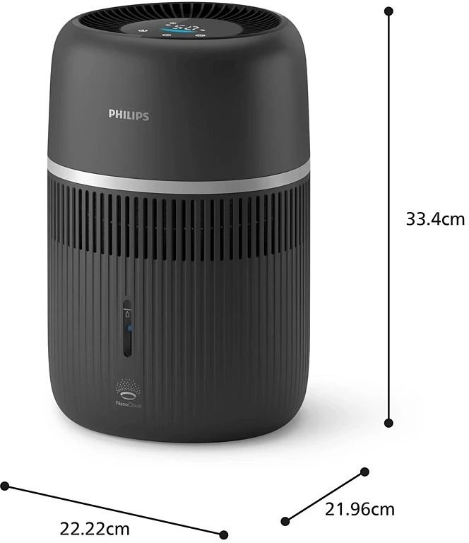 Зволожувач повітря Philips традиційне зволоження Series 4000, 44м2, 4,5л, 300мл/г, сенсорне, режим сну, нічник, чорний