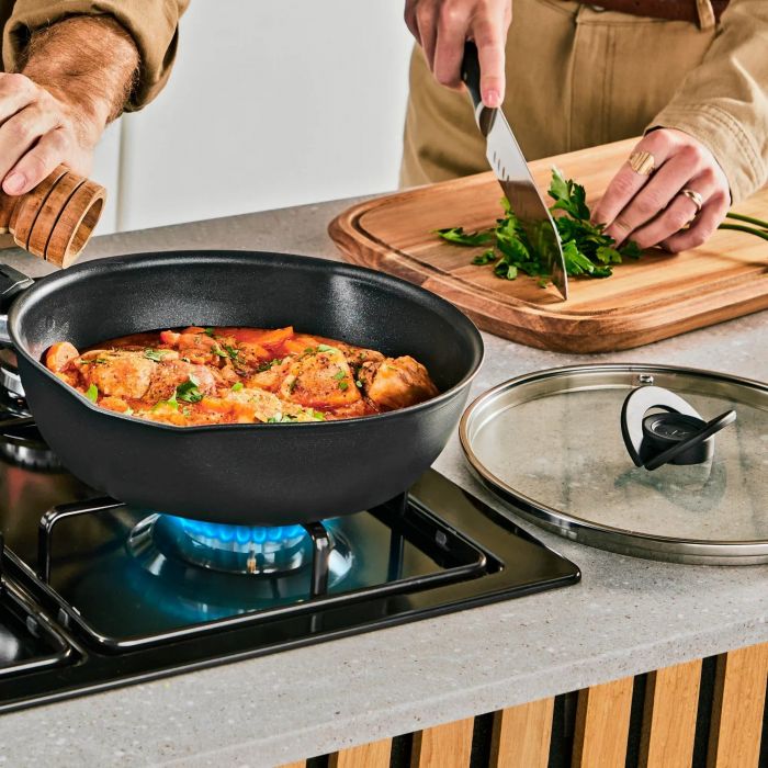 Мультисковорода Tefal Expertise, з кришкою, 24см, алюміній, бакеліт, скло, чорний