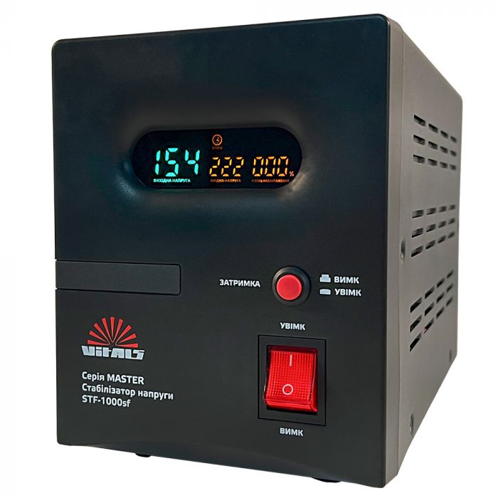 Стабілізатор напруги Vitals Master STF-1000sf 600Вт 1000ВА 100-260В однофазний 4.02кг