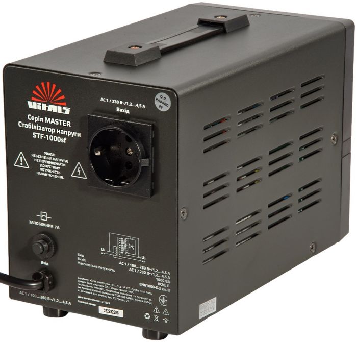 Стабілізатор напруги Vitals Master STF-1000sf 600Вт 1000ВА 100-260В однофазний 4.02кг
