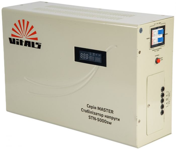 Стабілізатор напруги Vitals Master STN-5000sw 3000Вт 5000ВА 100-260В однофазний 15кг