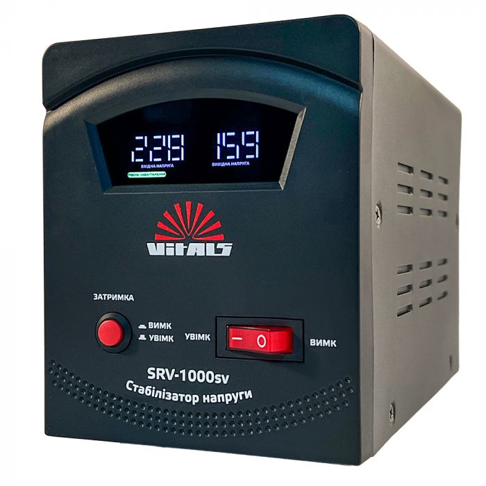 Стабілізатор напруги Vitals SRV-1000sv 600Вт 1000ВА 105-285В однофазний 2.8кг