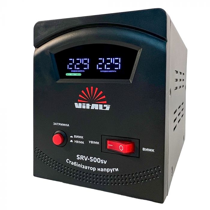 Стабілізатор напруги Vitals SRV-500sv 300Вт 500ВА 105-285В однофазний 2.1кг