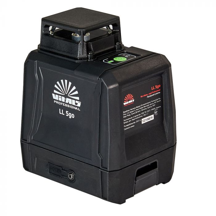 Нівелір лазерний Vitals Professional LL 5go до 50м ±0.3мм/м зелений промінь вертикаль 120° горизонталь 360° АКБ 3.7В 5200мА•год сумка IP54 0.63кг