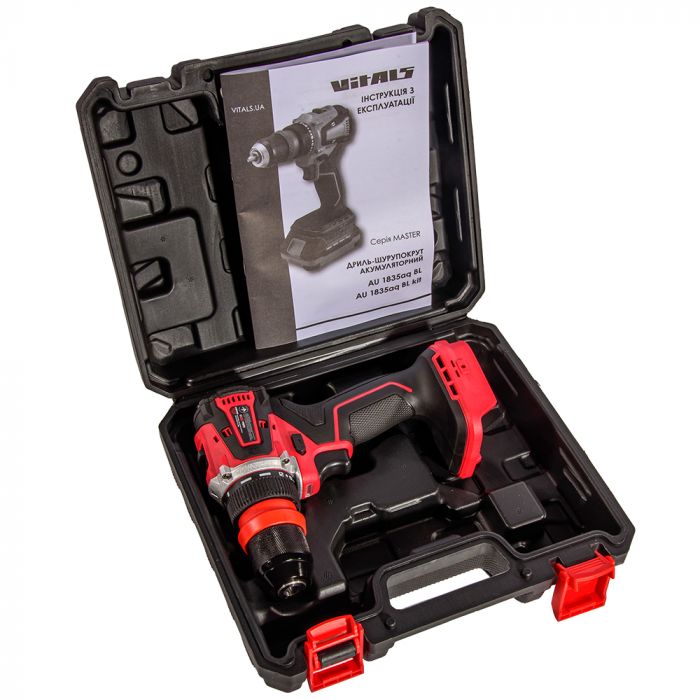 Шурупокрут-дриль акумуляторний Vitals Master AU 1835aq BL 18В 35Нм 500·1500об/хв кейс  0.81кг без АКБ та ЗП
