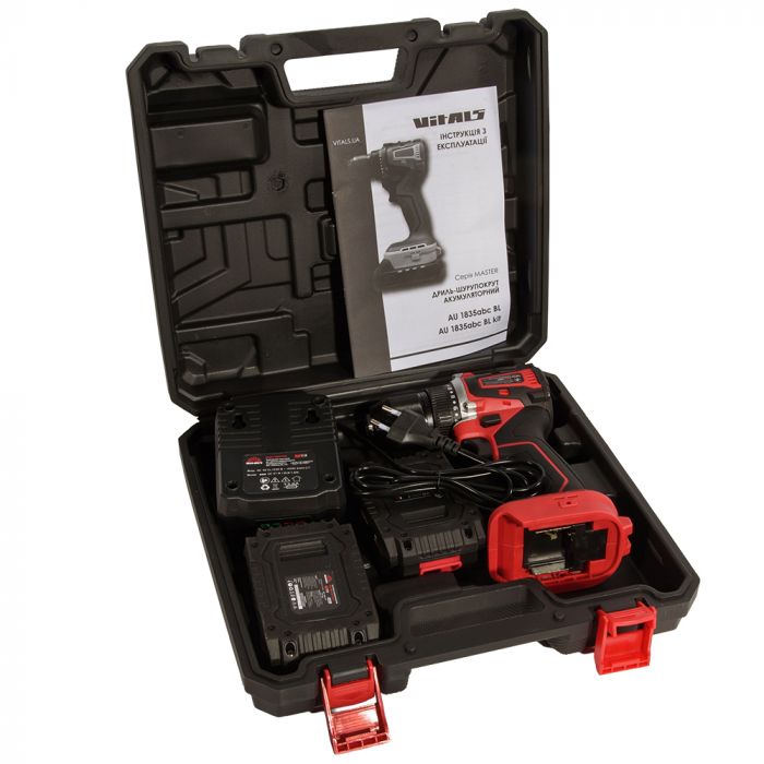 Шурупокрут-дриль акумуляторний Vitals Master AU 1835abc BL Kit 18В акб 2х2А·год 35Нм 500·1500об/хв кейс  1.43кг