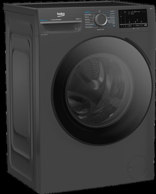 Пральна машина Beko фронтальна, 8кг, 1400, A, 50см, дисплей, пар, інвертор, темно-сірий