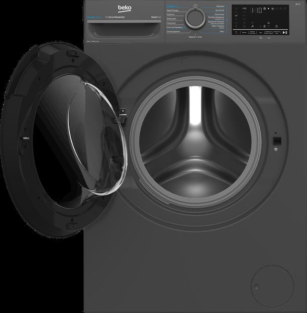 Пральна машина Beko фронтальна, 8кг, 1400, A, 50см, дисплей, пар, інвертор, темно-сірий