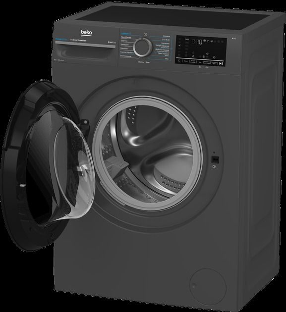 Пральна машина Beko фронтальна, 8кг, 1400, A, 50см, дисплей, пар, інвертор, темно-сірий