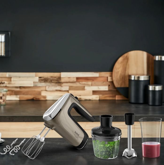 Міксер Tefal ручний Powermix Silence 4in1 850Вт, насадки-4, міні-подрібнювач, турборежим, бронзовий