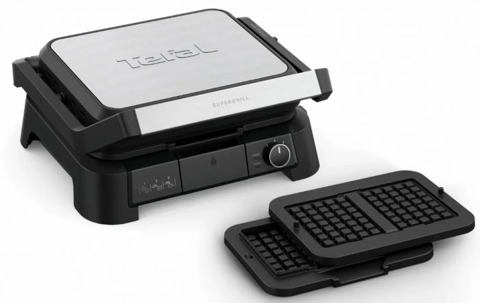 Гриль Tefal прижимний SuperGrill 4in1 2000Вт, темп. режимів-3, з`ємні пластини, метал