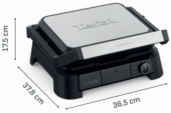 Гриль Tefal прижимний SuperGrill 4in1 2000Вт, темп. режимів-3, з`ємні пластини, метал