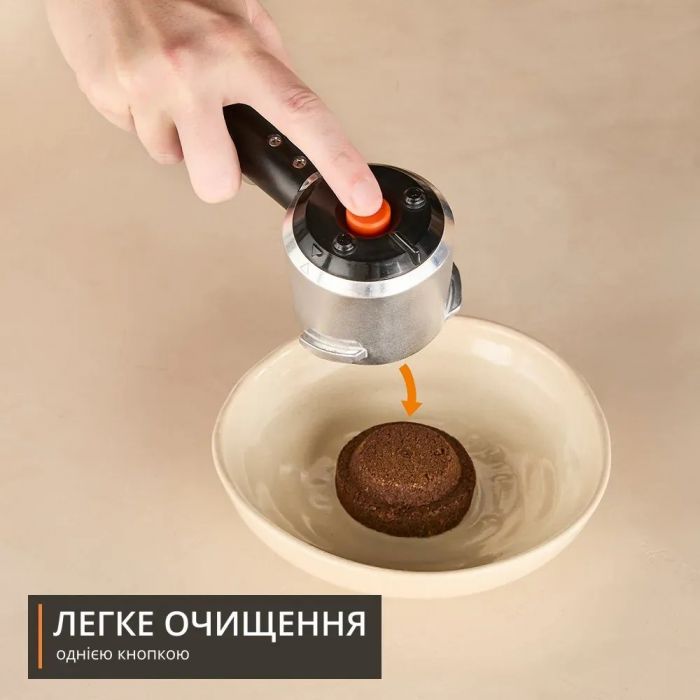 Кавоварка Krups ріжкова Virtuoso+ Tamping System 1л, мелена, ручний капучинатор, 15 бар, сірий