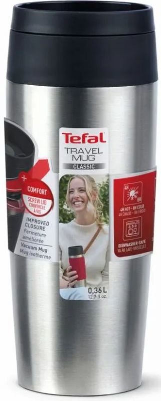 Термочашка Tefal Travel Mug Classic, 0.36л, нержавіюча сталь