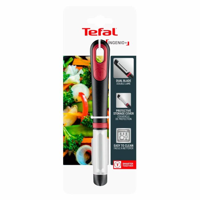 Овочечистка Tefal Ingenio+, нержавіюча сталь, пластик, червоно-чорний